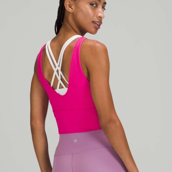 NWT Lululemon Power Pivot Tank Top *Rib SONIC PINK (sz 10) - Picture 2 of 5